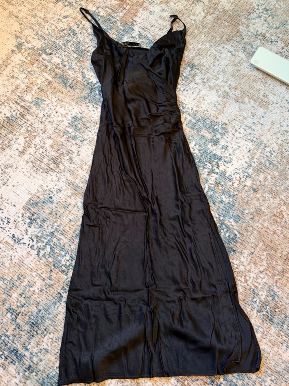 Zara Black Satin Maxi Slip Dress